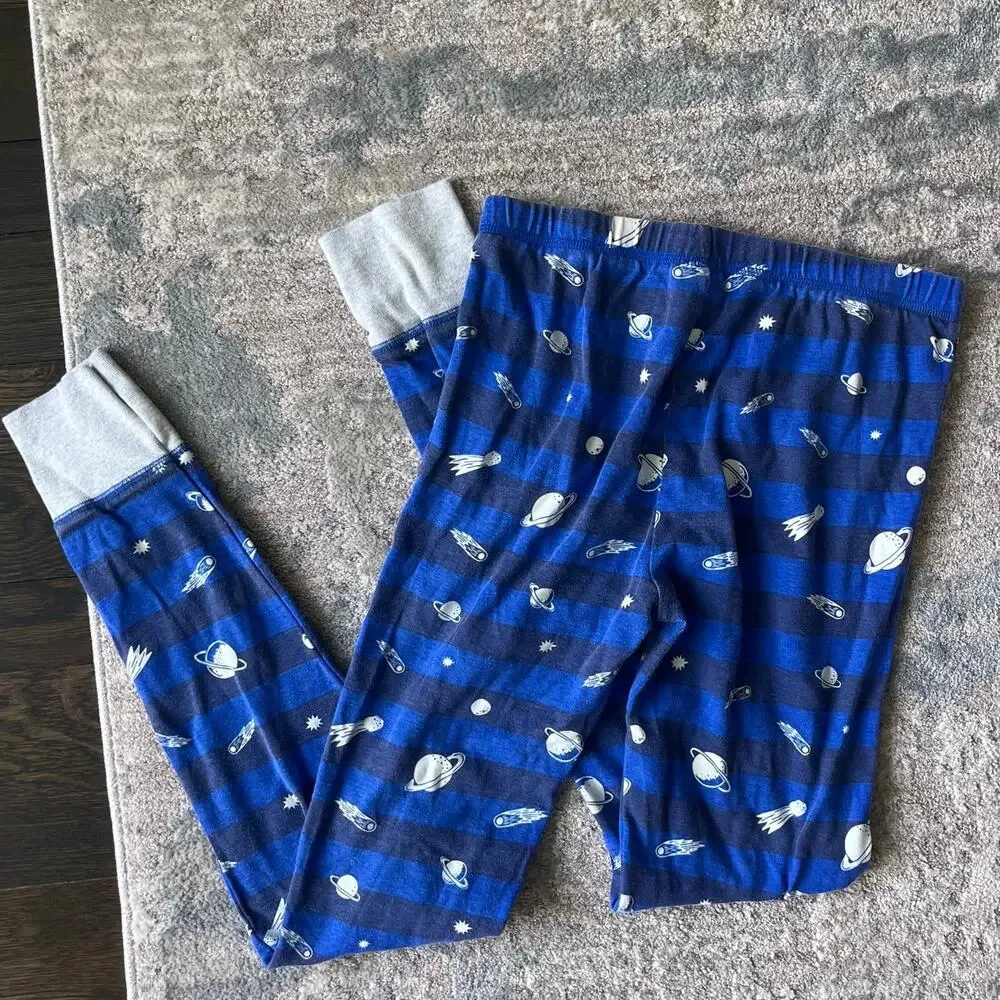Mini Boden Snug Long John Pajamas Blue Astronaut 14